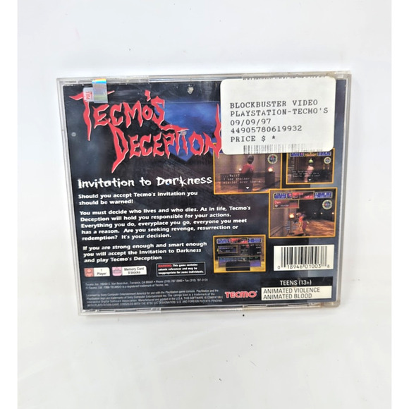 Tecmos Deception: Invitation to Darkness PlayStation 1 Tested works READ - Picture 3 of 4